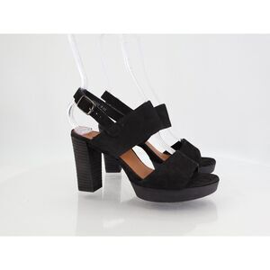 Paul Green Block Heel Black Leather Open Toe Ankle Strap Sandal Size US 5.5